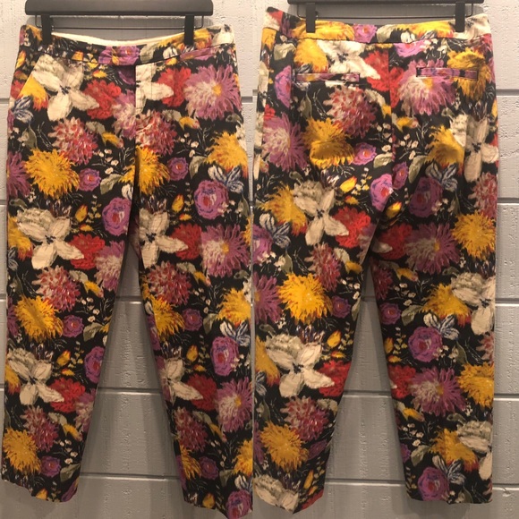 Elevenses Anthropologie Fall Floral Pants Meas! - Picture 1 of 6